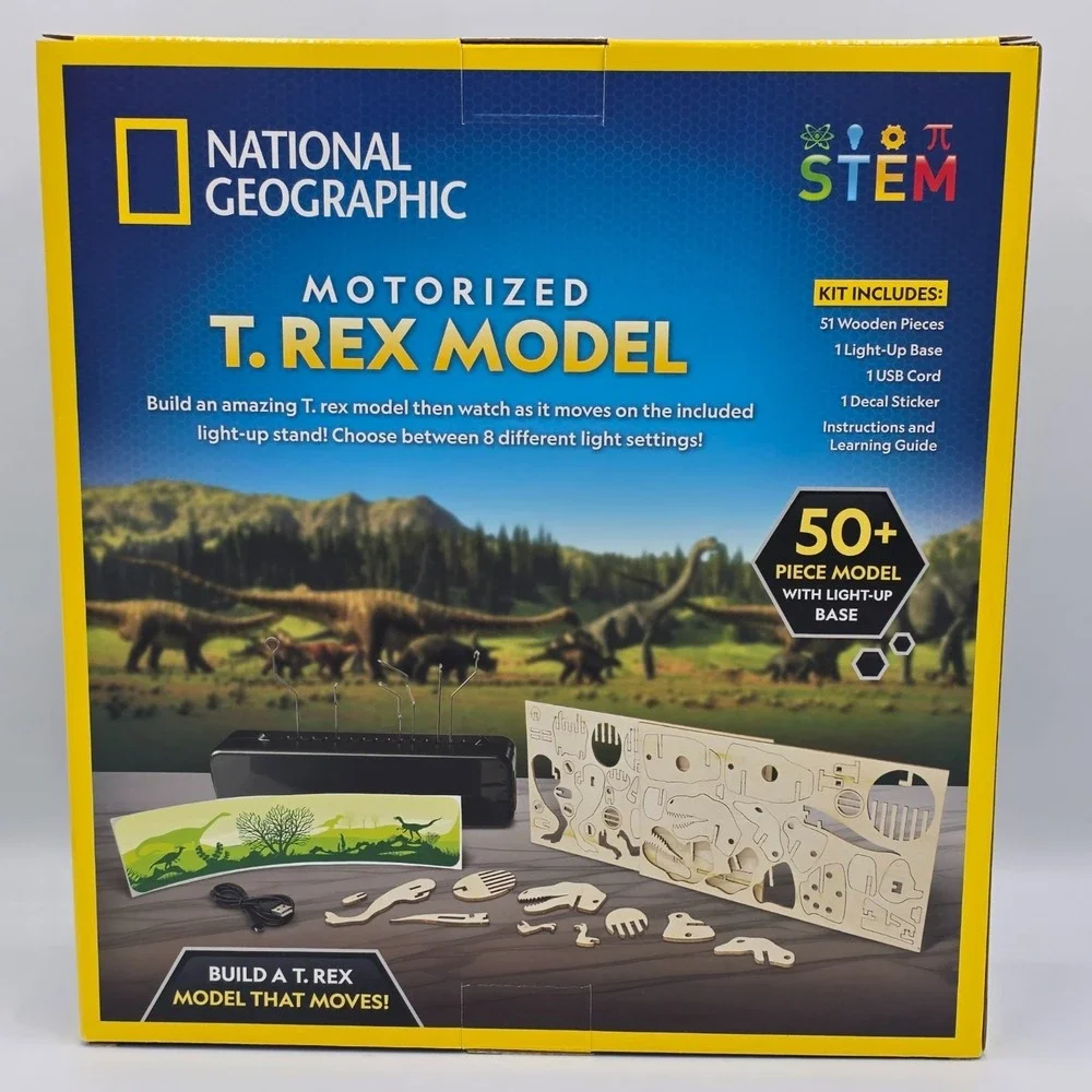 National Geographic T. Rex Model Motorized with LED Stand 50+ Piece Puzzle NIB